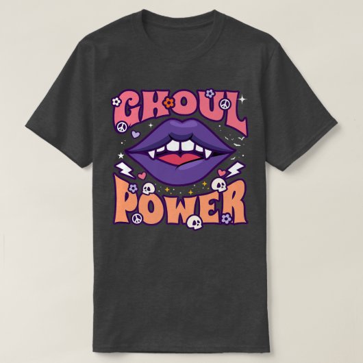 Ghoul Power Funny Halloween Vibes Retro Groovy Vam Tシャツ (デザイン正面)