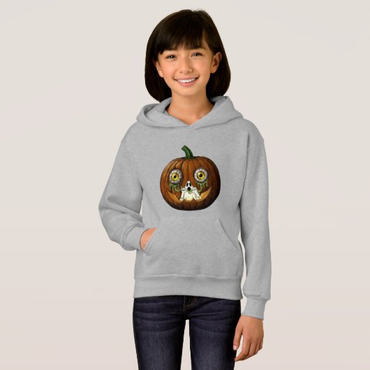 Ghoulish Ghost Dripping Eyeballs Jack-O-Lantern (正面フル)