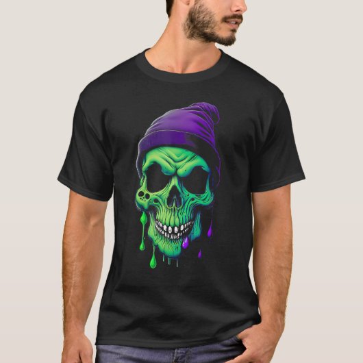 Ghoulish Gooo Spooky Slime Skull Tシャツ (正面)