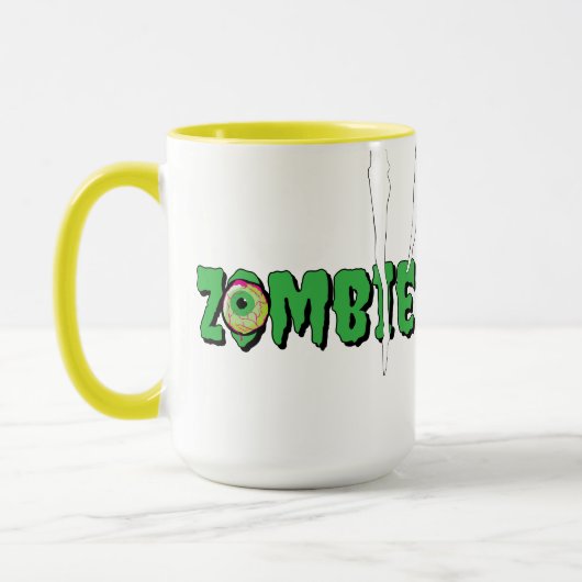 Ghoulishly Fun Funny Rippin' Zombie Halloween  マグカップ (左)