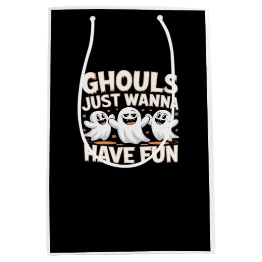 Ghouls Just Wannaおもしろい- Halloween Basicスタイル ミディアムペーパーバッグ (正面)