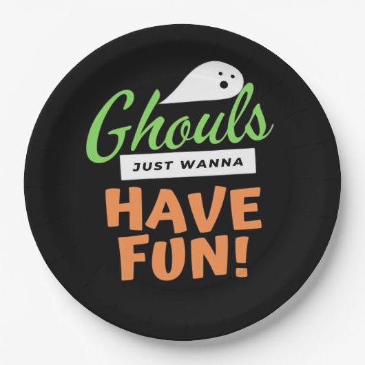 Ghouls Just Wannaおもしろい- Halloween Ghouls Funn ペーパープレート (正面)