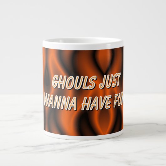 "Ghouls just wanna have おもしろい" Fire Halloween mug ジャンボコーヒーマグカップ (正面)