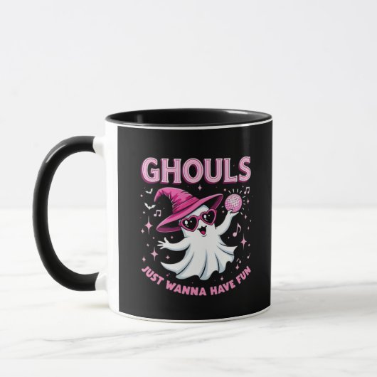 Ghouls Just Want 不気味 おもしろいハロウィン – Wit マグカップ (左)
