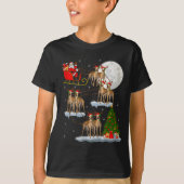 Ghound Dog Santa Sleigh Flying Funny Magical Chris Tシャツ (正面)