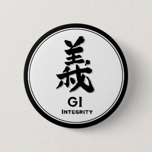 GIの完全性のbushidoの美徳の武士の漢字 缶バッジ