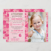 GIジェーンアーミーカモフラージュ軍隊誕生日 招待状 (正面/裏面)