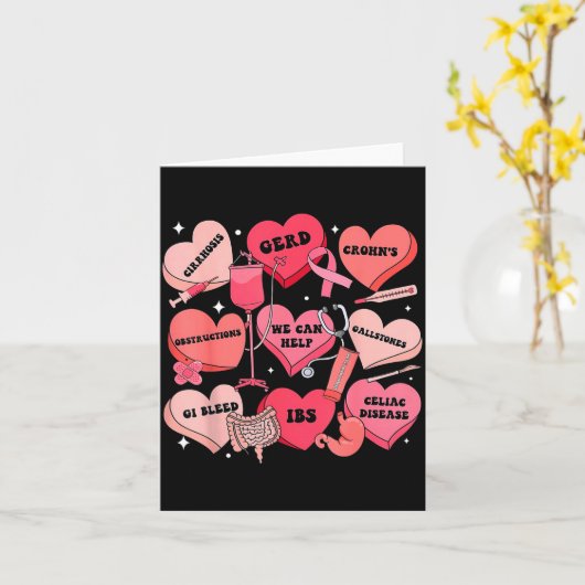 Gi Nurse Valentine Hearts Candy Gastroenterology E カード (黄色い花)