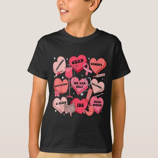 Gi Nurse Valentine Hearts Candy Gastroenterology E Tシャツ (正面)
