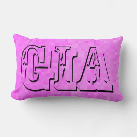 Giaピンクの女の子の名前ロゴ、 ランバークッション (正面)