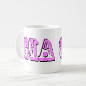 Gia、ピンクの名前ロゴ、 コーヒーマグカップ (正面左)