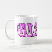 Gia、ピンクの名前ロゴ、 コーヒーマグカップ (左)