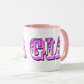 Gia、ピンクの名前ロゴ、 マグカップ (正面右)