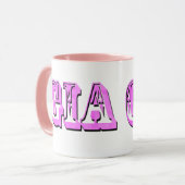 Gia、ピンクの名前ロゴ、 マグカップ (正面左)