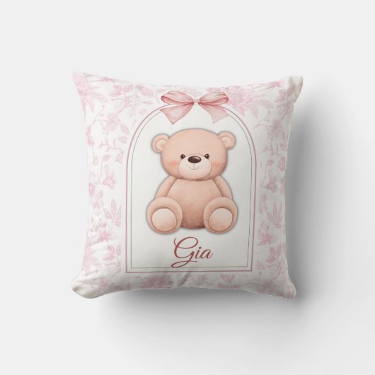 Gia | Custom Pink Teddy Bear Nursery Design  クッション (正面)