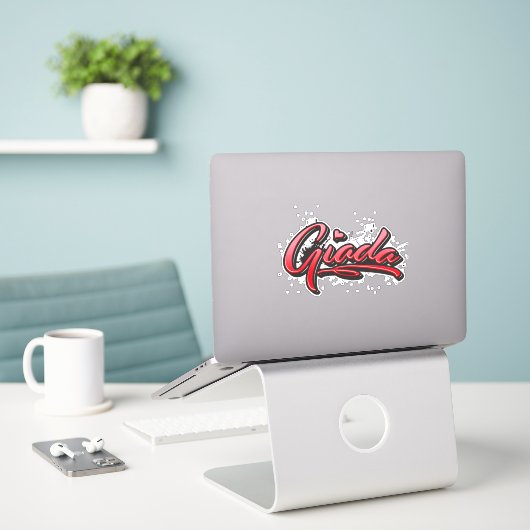 Giada red Heart Graffiti Aufkleber Sticker シール (デスク上のノートパソコン)