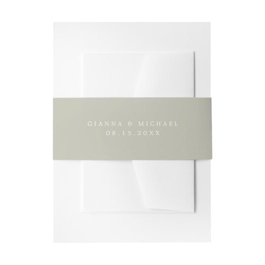 GIANNAミニマリスト地球トーンセージ緑結婚の 招待状ベリーバンド (正面例)