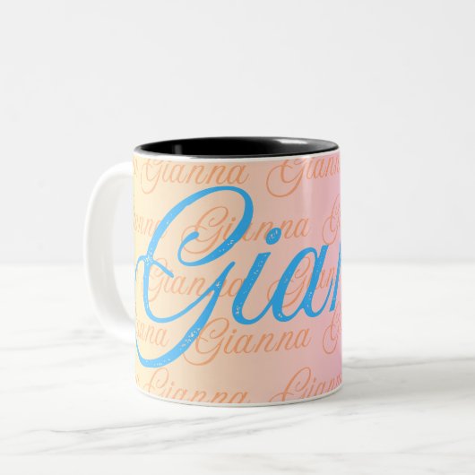 Gianna繰り返し名前のパターン ツートーンマグカップ (正面左)
