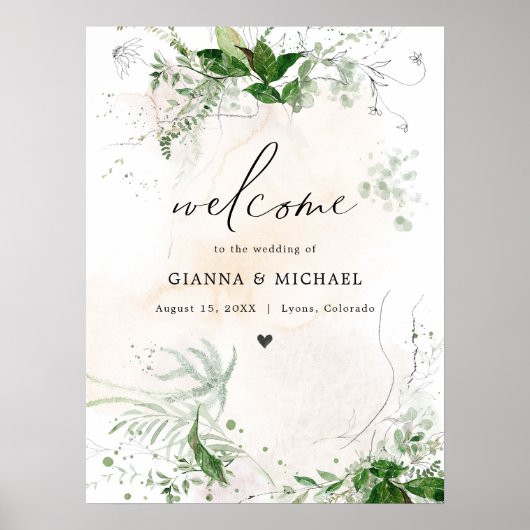 GIANNA Boho Etherial Greenery Wedding Welcome ポスター (正面)