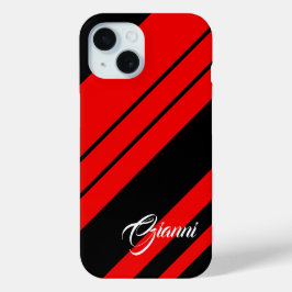 Gianni – 名前テンプレート – 赤と黒 iPhone 15ケース