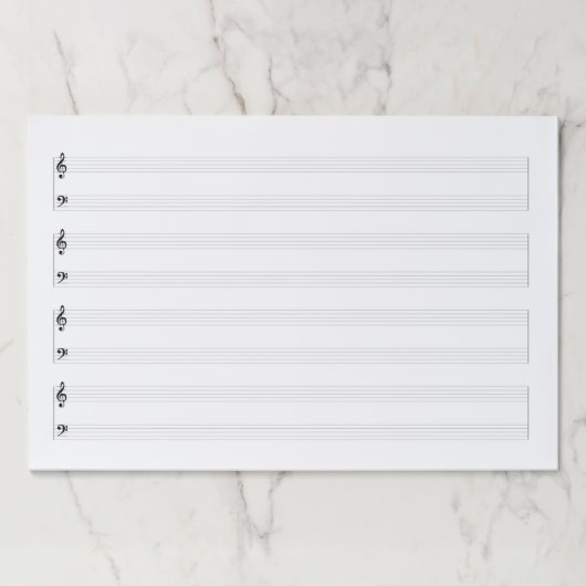 Giant 12" x 18"ピアノグランドスタッフミュージック原稿 ペーパーパッド (正面)