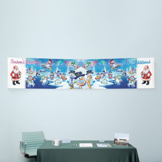 Giant 2.5' x 12'クリスマスビニールバナー雪のシーン 横断幕 (トレードショー)