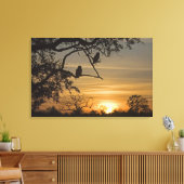 Giant Eagle Owls (Bubo lacteus)がシルエットで キャンバスプリント (インサイチュ (リビング))