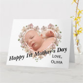 GIANT First Mother's Dayベビー写真ハートフローラ カード (黄色い花)