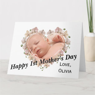 GIANT First Mother's Dayベビー写真ハートフローラ カード
