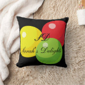 Giant Gumball、Black、装飾用クッション、16"x16" クッション (ブランケット)