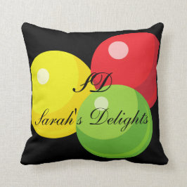 Giant Gumball、Black、装飾用クッション、16"x16" クッション