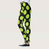 Giant Lime Green Polkadots on Black Leggings レギンス (左)