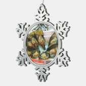 Giant Mussels築地魚市場，東京 スノーフレークピューターオーナメント (右)