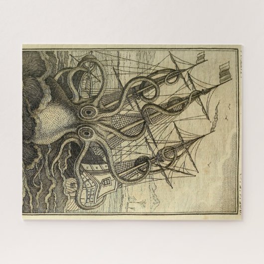 Giant Octopus Vintage 1801 Etching ジグソーパズル (横)