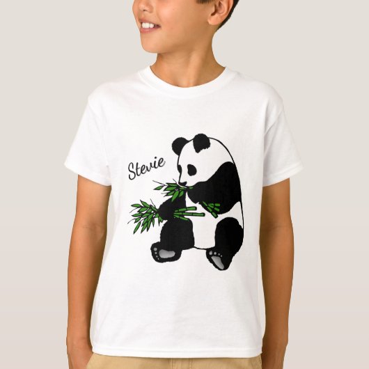 Giant Panda Eats Bamboo Name   Tシャツ (正面)