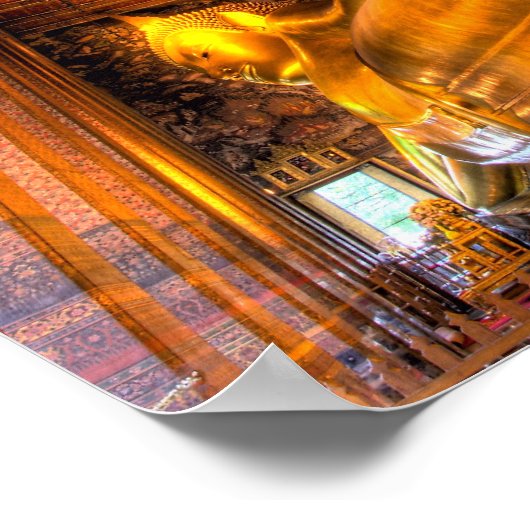 Giant reclining Buddha inside temple, Wat Pho, ポスター (角)