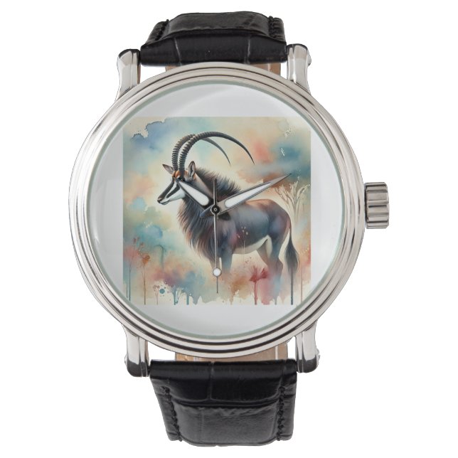 Giant sable antelope 211024AREF111 - Watercolor 腕時計 (正面)