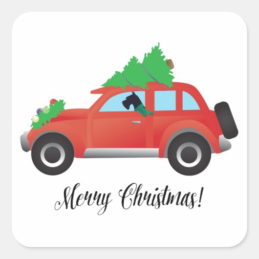 Giant Schnauzer車を運転 – ツリー上 スクエアシール (正面)