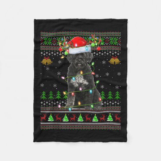 Giant Schnauzer Dog Ugly Christmas Sweaters Holida フリースブランケット (正面)
