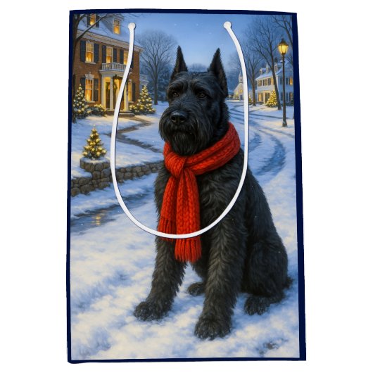 Giant Schnauzer Holiday  ミディアムペーパーバッグ (正面)