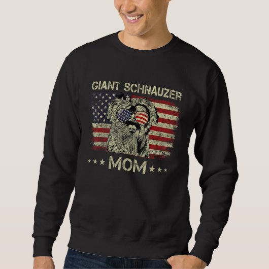 Giant Schnauzer Mom Dog American Flag 4th Of July スウェットシャツ (正面)