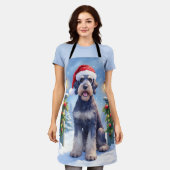 Giant Schnauzer Snowy Iron Fence Santa Christmas エプロン (着用した状態)