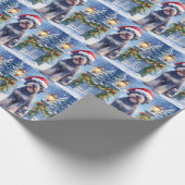 Giant Schnauzer Snowy Iron Fence Santa Christmas ラッピングペーパー (角)