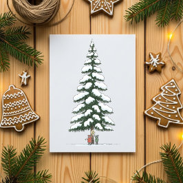 Giant Snowy Tree Cute Christmas Holiday Card Art シーズンカード