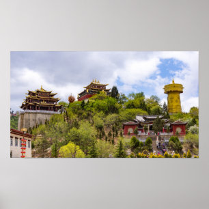 Giant tibetan prayer wheel in Shangri-la - Yunnan ポスター