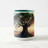 Giant Tree in a Wind Farm Landscape View マグカップ (中央)