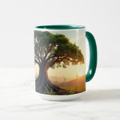 Giant Tree in a Wind Farm Landscape View マグカップ (正面右)