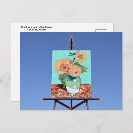 Giant Vanゴッホのヒマワリのアートワーク， Goodland, KS ポストカード (正面/裏面)