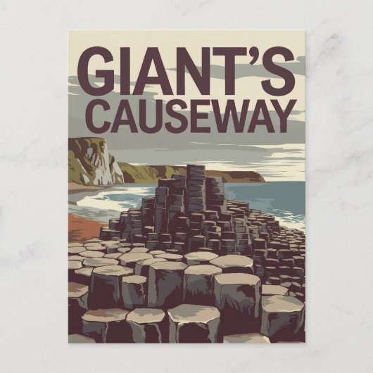Giant's Causeway Ireland Illustration Travel Art ポストカード (正面)