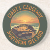 Giant's Causeway Ireland Retro Distressed Circle コースター (正面)